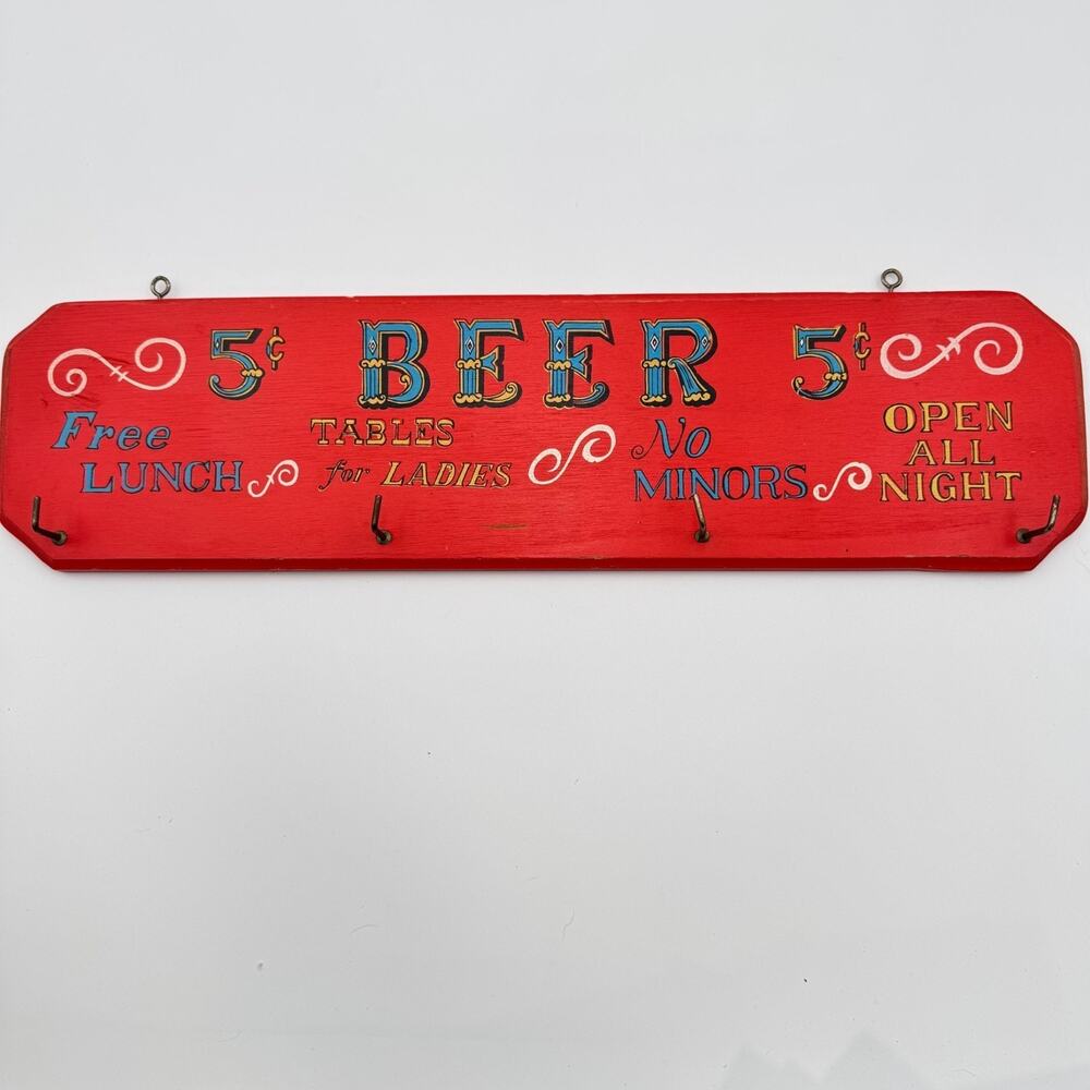 Vintage 5 Cent Beer Sign V.G. Japan Rustic Man Cave Nostalgic Bar Plaque Dorm